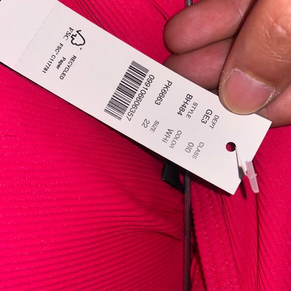 New J. Crew Pink Ribbed One Shoulder One-Piece Swim Bathing Suit Women's Size 22 - Picture 6 of 8